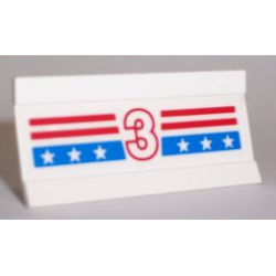Vehicle, Spoiler / Plow Blade 6 x 3 with Hinge with Red and Blue Stripes with White Number 3 and Stars Pattern (Sticker) - Set 1992 Vehicle, Spoiler / Plow Blade 6 x 3 with Hinge with Red and Blue Stripes with White Number 3 and Stars Pattern (Sticker) - Set 1992