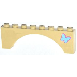 Arch 1 x 8 x 2 with Medium Blue Butterfly Pattern on Right Side (Sticker) - Set 3185 Arch 1 x 8 x 2 with Medium Blue Butterfly Pattern on Right Side (Sticker) - Set 3185