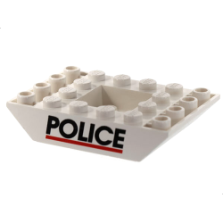 Slope, Inverted 45 6 x 4 Double with Recessed Center with Black 'POLICE' and Red Line Pattern