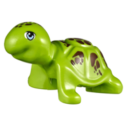 Turtle, Friends Style with Bright Light Blue Eyes and Reddish Brown Spots Pattern (Bubbles)
