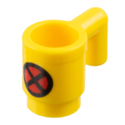 Minifigure, Utensil Cup with Black and Red X-Men Logo Pattern