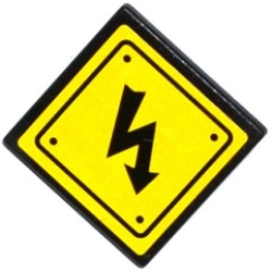 Road Sign 2 x 2 Square with Open O Clip with Electricity Danger Sign and 4 Rivets Pattern (Sticker) - Set 75919 Road Sign 2 x 2 Square with Open O Clip with Electricity Danger Sign and 4 Rivets Pattern (Sticker) - Set 75919