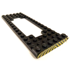 Stickered Assembly 16 x 6 x 2/3 with Black and Yellow Danger Stripes Pattern (Sticker) - Set 4563 - 1 Plate 1 x 6, 1 Plate, Modified 6 x 16 with Motor Cutout Wide