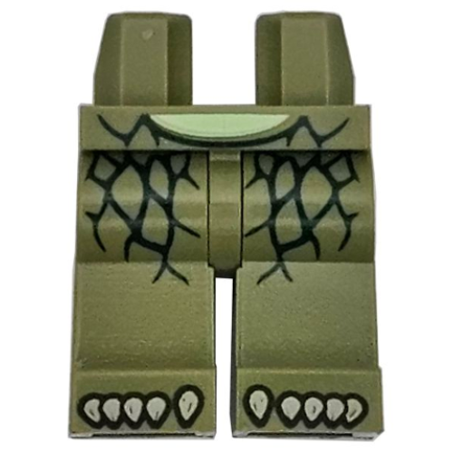Деталь LEGO 970c00pb1587 Hips and Legs with Yellowish Green Stomach, Dark Green Scales on Hips and Thighs and Tan Toes Pattern