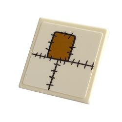 Road Sign 2 x 2 Square with Open O Clip with Black Stitching and Medium Nougat Patch Pattern (Sticker) - Set 43220 Road Sign 2 x 2 Square with Open O Clip with Black Stitching and Medium Nougat Patch Pattern (Sticker) - Set 43220