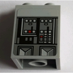 Slope 65 2 x 2 x 2 with Bottom Tube with Red, Light Bluish Gray and Dark Bluish Gray Control Buttons Pattern (Sticker) - Set 75055 Slope 65 2 x 2 x 2 with Bottom Tube with Red, Light Bluish Gray and Dark Bluish Gray Control Buttons Pattern (Sticker) - Set 75055