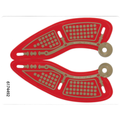 Plastic Wings Curved with Gold Partitioned Squares on Red Background Pattern, Sheet of 2