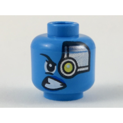 Minifigure, Head Alien Female with Silver Head Plate with Yellow Robot Eye on Left, Lopsided Scowl Pattern