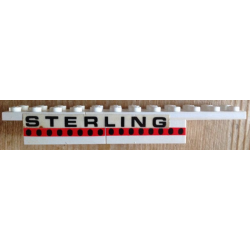 Stickered Assembly 12 x 2 x 1 1/3 with Black 'STERLING' Pattern on Both Sides (Stickers) - Set 1552-2 - 1 Plate 2 x 4, 1 Plate 2 x 8, 2 Brick 2 x 4 with Plane Windows 8 in Thin Red Stripe
