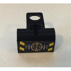 Minifigure Backpack with Horizontal Pin Holes with Yellow Danger Stripes and Gold Lightning Reactor Pattern (Sticker) - Set 70731