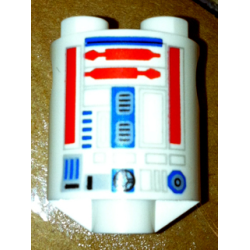 Brick, Round 2 x 2 x 2 Robot Body with Bottom Axle Holder (x Shape / + Orientation) with SW Astromech Droid Light Bluish Gray Rectangles, Red Utility Arms, Blue Center Panel Pattern Brick, Round 2 x 2 x 2 Robot Body with Bottom Axle Holder (x Shape / + Orientation) with SW Astromech Droid Light Bluish Gray Rectangles, Red Utility Arms, Blue Center Panel Pattern