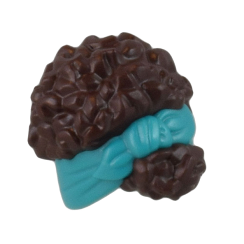 Деталь LEGO 79984pb02 Mini Doll, Hair Coiled, Pulled Up with Molded Dark Turquoise Head Wrap Pattern