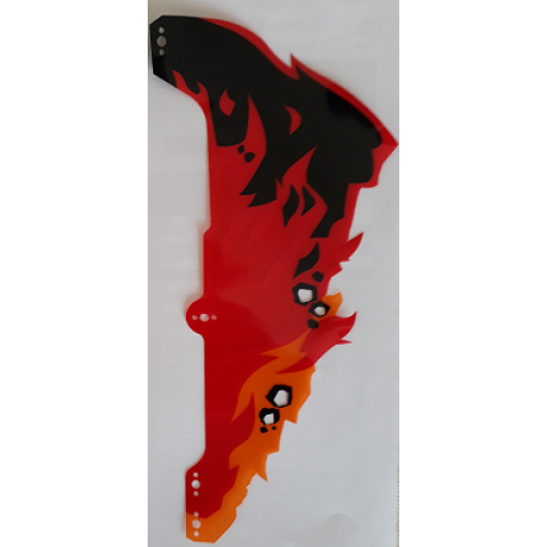 Деталь LEGO 70674pls01c Plastic Part for Set 70674 - Cobra Hood with Black, Red, Trans-Orange, and Trans-Red Flames, LEGO Copyright on Left Pattern