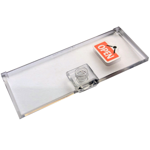 Деталь LEGO 80683pb004 Door 1 x 3 x 6 with Stud Handle with 'OPEN' Sign on Coral Background Pattern (Sticker) - Set 41728