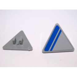 Road Sign 2 x 2 Triangle with Clip with Blue Stripe on Light Bluish Gray Background Pattern Model Left Side (Sticker) - Set 7868 Road Sign 2 x 2 Triangle with Clip with Blue Stripe on Light Bluish Gray Background Pattern Model Left Side (Sticker) - Set 7868