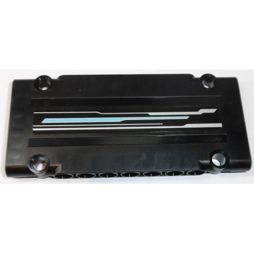 Деталь LEGO 64782pb033R Technic, Panel Plate 5 x 11 x 1 with Silver and Blue Lines Pattern Model Right Side (Sticker) - Set 70165