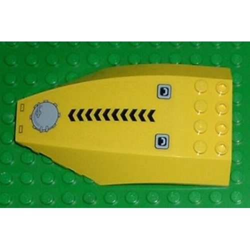 Деталь LEGO 45705pb003 Windscreen 10 x 6 x 2 Curved with Black Chevrons and Hatch Pattern (Sticker) - Set 7774