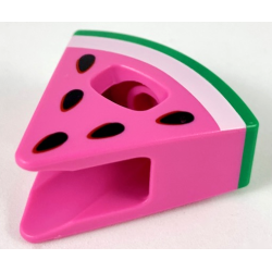 Minifigure, Headgear Head Cover, Costume Wedge Slice with Watermelon with Green and White Rind, Black Seeds Pattern Minifigure, Headgear Head Cover, Costume Wedge Slice with Watermelon with Green and White Rind, Black Seeds Pattern