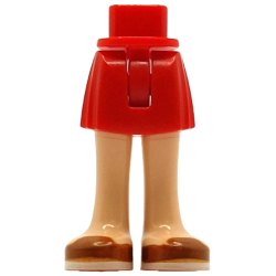 Mini Doll Hips and Skirt with Molded Light Nougat Legs and Printed Dark Orange Open Top Shoes with White Soles Pattern - Thin Hinge Mini Doll Hips and Skirt with Molded Light Nougat Legs and Printed Dark Orange Open Top Shoes with White Soles Pattern - Thin Hinge