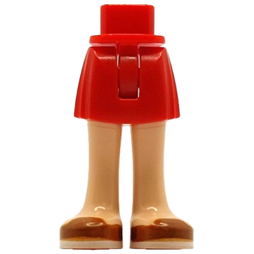 Деталь LEGO 35216ac00pb026 Mini Doll Hips and Skirt with Molded Light Nougat Legs and Printed Dark Orange Open Top Shoes with White Soles Pattern - Thin Hinge