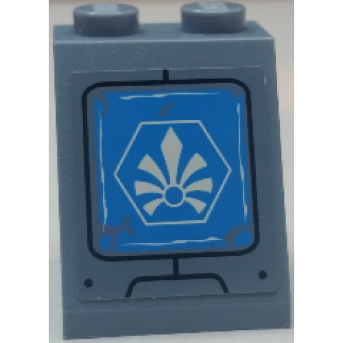 Деталь LEGO 3678bpb083R Slope 65 2 x 2 x 2 with Bottom Tube with White Chima Logo in Hexagon Pattern Model Right Side (Sticker) - Set 70131