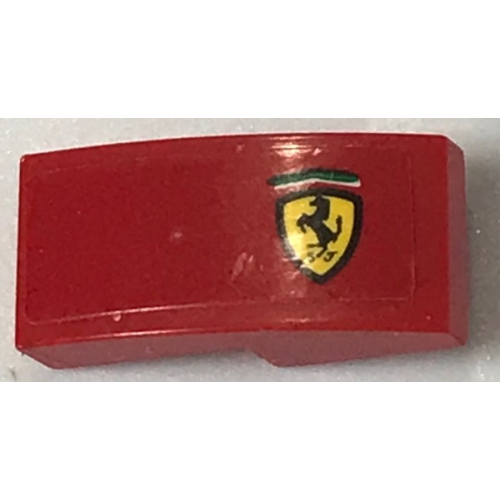Деталь LEGO 11477pb072R Slope, Curved 2 x 1 x 2/3 with Ferrari Logo Pattern Model Right Side (Sticker) - Set 75899