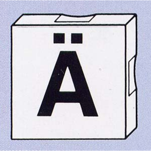 Деталь LEGO 6309pb071 Duplo, Tile 2 x 2 with Black Capital Letter A with Diaeresis (Ä) Pattern