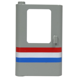 Door 1 x 4 x 5 Train Left, Thin Support at Bottom with Red, White and Blue Stripes Pattern Door 1 x 4 x 5 Train Left, Thin Support at Bottom with Red, White and Blue Stripes Pattern