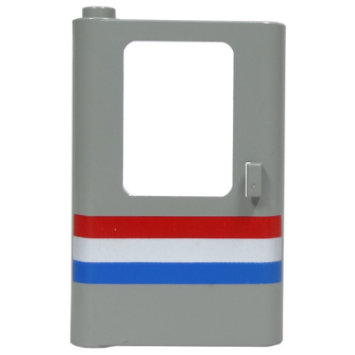 Деталь LEGO 4181p04 Door 1 x 4 x 5 Train Left, Thin Support at Bottom with Red, White and Blue Stripes Pattern