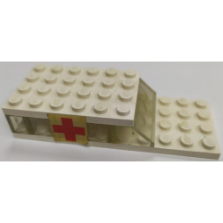 Stickered Assembly 10 x 4 x 1 2/3 with Red Cross Pattern on Both Sides (Stickers) - Sets 460-1 / 653-1 - 1 Plate 4 x 6, 1 Plate 4 x 10, 3 Brick 1 x 4, 1 Slope 45 2 x 4