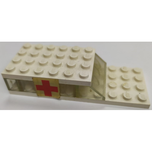 Деталь LEGO BA260pb01 Stickered Assembly 10 x 4 x 1 2/3 with Red Cross Pattern on Both Sides (Stickers) - Sets 460-1 / 653-1 - 1 Plate 4 x 6, 1 Plate 4 x 10, 3 Brick 1 x 4, 1 Slope 45 2 x 4