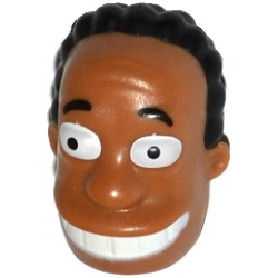Minifigure, Head, Modified Simpsons Dr. Hibbert with Black Hair Pattern