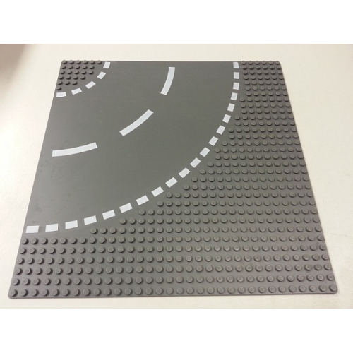 Деталь LEGO 44342px2 Baseplate, Road 32 x 32 6-Stud Curve with White Dashed Lines Pattern