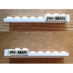 Stickered Assembly 8 x 2 x 2/3 with Black 'PH-MAH' Pattern on Both Sides (Stickers) - Set 1610-2 - 1 Plate 2 x 2, 1 Plate 2 x 8, 1 Plate, Modified 1 x 2 with 1 Stud without Groove (Jumper) Stickered Assembly 8 x 2 x 2/3 with Black 'PH-MAH' Pattern on Both Sides (Stickers) - Set 1610-2 - 1 Plate 2 x 2, 1 Plate 2 x 8, 1 Plate, Modified 1 x 2 with 1 Stud without Groove (Jumper)