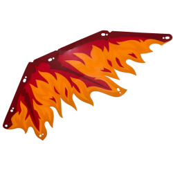 Plastic Part for Set 71822 - Dragon Wing with Dark Red Spines and Red, Orange, and Trans-Orange Membranes with Flames Pattern