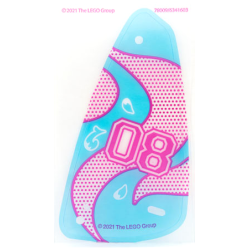Plastic Sail 6 x 11.5 with Magenta '08' and Dots with Dark Azure Swirls on Transparent Background Pattern
