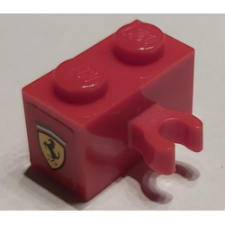 Brick, Modified 1 x 2 with Open O Clip Vertical with Ferrari Logo Pattern (Sticker) - Set 75913 Brick, Modified 1 x 2 with Open O Clip Vertical with Ferrari Logo Pattern (Sticker) - Set 75913