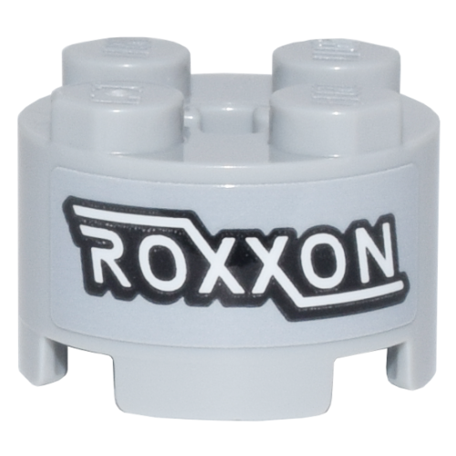 Деталь LEGO 3941pb50 Brick, Round 2 x 2 with Axle Hole with Black and White 'ROXXON' Logo Pattern (Sticker) - Set 76269