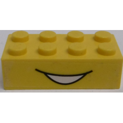 Brick 2 x 4 with Open Mouth Smile Pattern (Sticker) - Set 5475