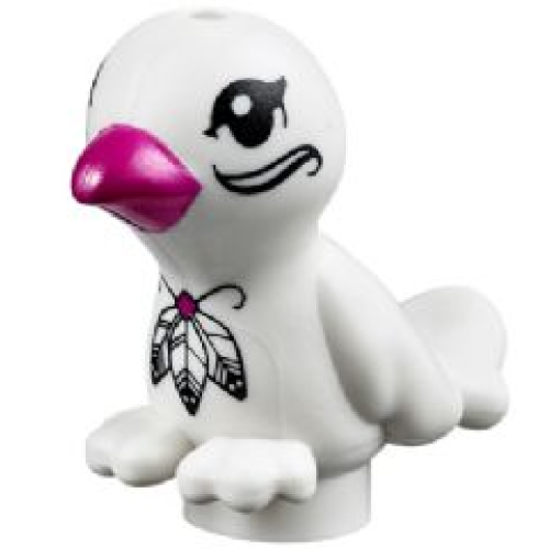 Деталь LEGO 98388pb04 Bird, Friends Style with Magenta Beak and Black Eyes and Feathers Pattern (Elves Pluma)