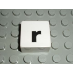 Duplo, Tile 2 x 2 x 1 with Black Lowercase Letter r Pattern