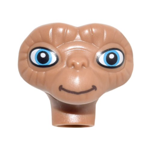 Деталь LEGO 27956pb01 Minifigure, Head, Modified Alien E. T. with Wide Medium Blue Eyes and Dark Brown Smile Pattern