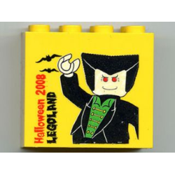 Brick 2 x 4 x 3 with Halloween 2008 and Dracula Minifigure Pattern