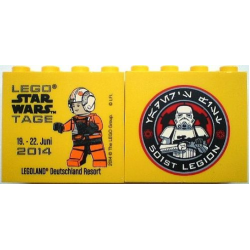 Brick 2 x 4 x 3 with Legoland Deutschland Resort Star Wars Tage 19. - 22. Juni 2014, 501st Legion Logo on Reverse Pattern Brick 2 x 4 x 3 with Legoland Deutschland Resort Star Wars Tage 19. - 22. Juni 2014, 501st Legion Logo on Reverse Pattern