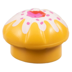 Muffin with White Icing and Dark Pink Center and Dots Pattern (Chef Toque)