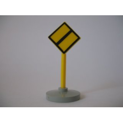 Road Sign with Post, Diamond with Black Border End of Major Road Pattern, Type 2 Base