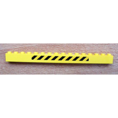 Деталь LEGO 2465pb04 Brick 1 x 16 with Black and Yellow Danger Stripes Pattern (Sticker) - Set 7243