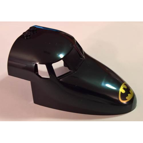 Деталь LEGO 18907pb04 Aircraft Fuselage Forward Top Curved 6 x 10 x 4 with 5 Window Panes with Batman Logo Pattern