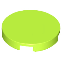 Tile, Round 2 x 2 with Bottom Stud Holder - Lime