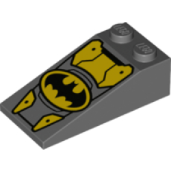 Slope 18 4 x 2 with Oval Batman Logo and Yellow Armor Plates Pattern